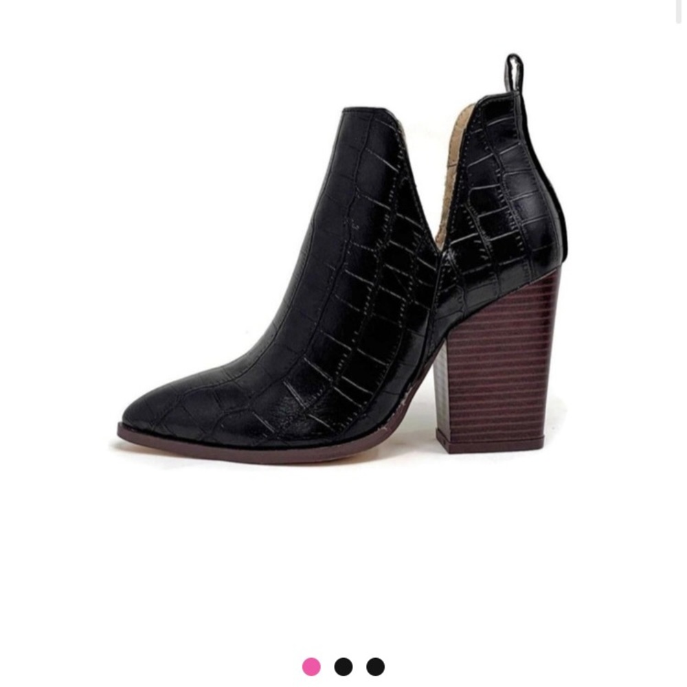 Black crocodile booties